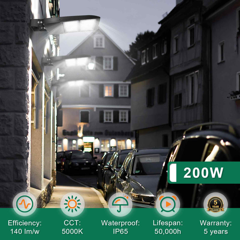 Tanlite 200W LED Parking Lot Area Light-Shoebox Light-28000 Lumens-CCT 5000K-400W MH Equivalent-UL+DLC 5.1