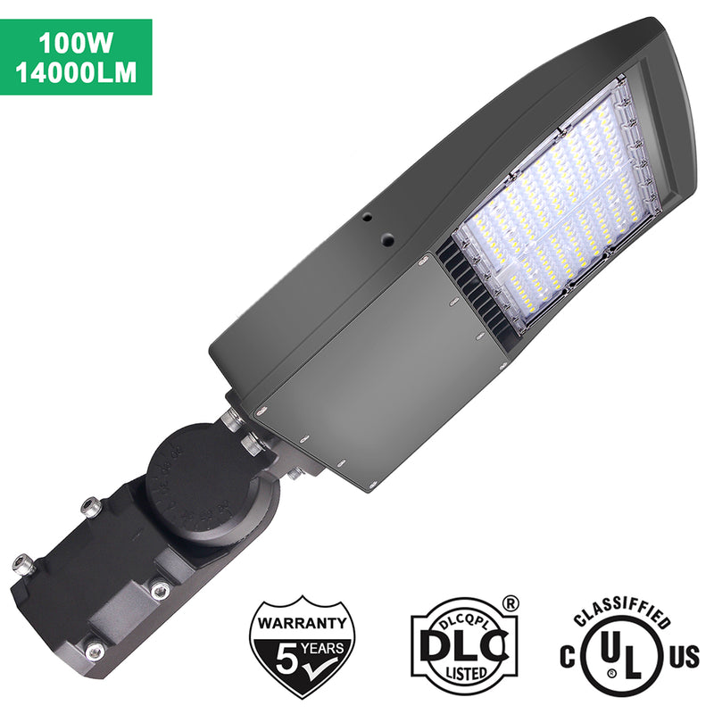 TANLITE 100W LED Shoebox Parking Lot Light 5000K with Optional Photocell – UL DLC 5.1 Certified, 14,000 Lumens, 250W MH Equivalent