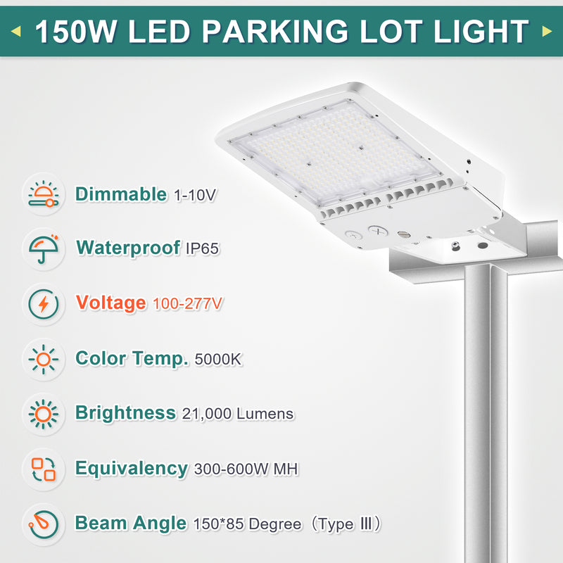 150W LED area light with AC 100-277V wide voltage input