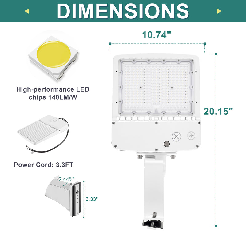 Back view of LED shoebox light showing mounting bracket