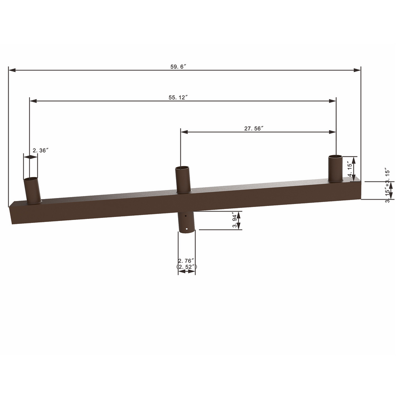 Low Profile Bullhorn Bracket Inline Vertical Tenons For 3 Area Lights