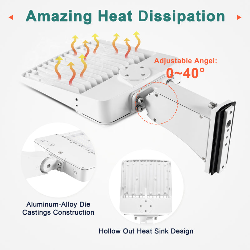 150W LED area light fixture with sleek white design