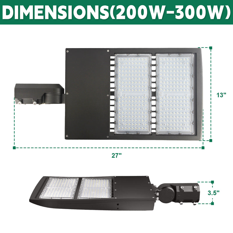 Tanlite 200W LED Parking Lot Area Light-Shoebox Light-28000 Lumens-CCT 5000K-400W MH Equivalent-UL+DLC 5.1