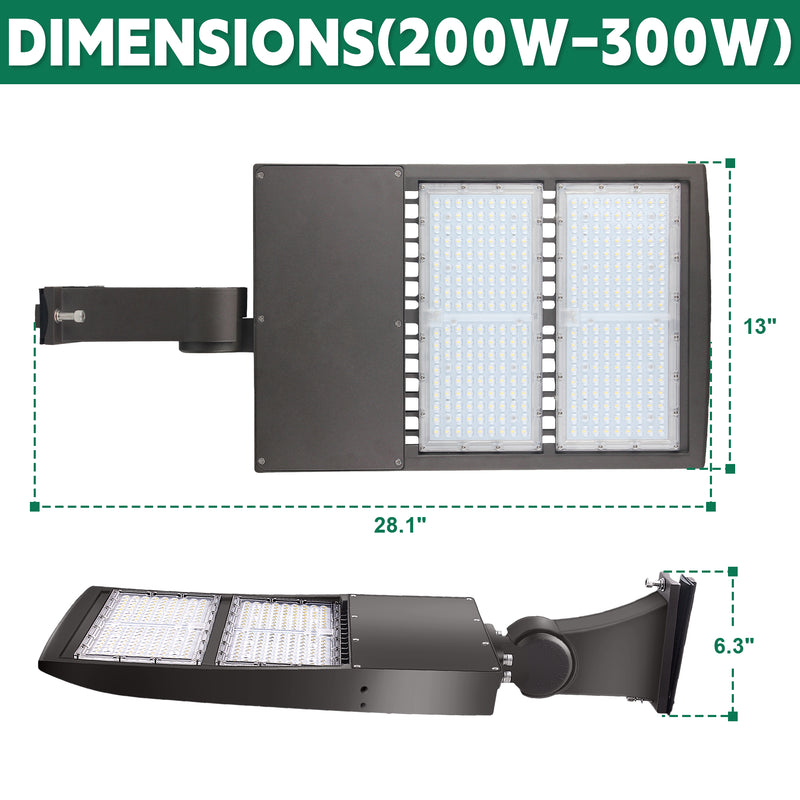 Tanlite 200W LED Parking Lot Area Light-Shoebox Light-28000 Lumens-CCT 5000K-400W MH Equivalent-UL+DLC 5.1