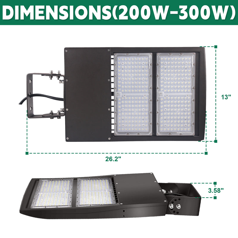 Tanlite 200W LED Parking Lot Area Light-Shoebox Light-28000 Lumens-CCT 5000K-400W MH Equivalent-UL+DLC 5.1