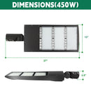 450W LED Parking Lot Light-Shoebox Area Light-10KV Surge Protector-CCT5000K-AC 100~277V/277~480V-DLC UL Listed