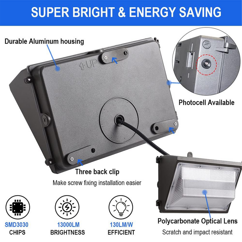 TANLITE 80W LED Wall Pack-CCT 5000K-Photocell Included-Waterproof IP65 - DLC Listed- 5 Years Warranty