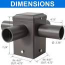 TANLITE Lighting Quadruple 90° Tenon Adapter with 4 Horizontal Tenons For 4inch square light poles