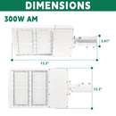 300W White LED Parking Lot Light-42,000 Lumens-AC 100~277V/277~480V 1000W Metal Halide Equivalent-5000K-DLC UL Listed