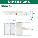 300W White LED Parking Lot Light-42,000 Lumens-AC 100~277V/277~480V 1000W Metal Halide Equivalent-5000K-DLC UL Listed