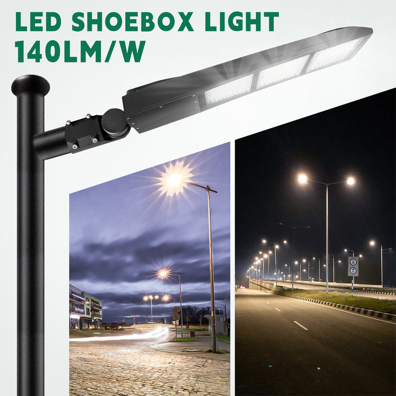 450W LED Parking Lot Light-Shoebox Area Light-10KV Surge Protector-CCT5000K-AC 100~277V/277~480V-DLC UL Listed