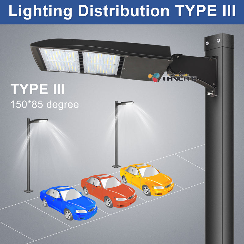 300W LED Parking Lot Light-Shoebox Area Light-AC100~277V-42,000 Lumens-CCT 5000K-1,000W Metal Halide Equivalent-UL+DLC 5.1