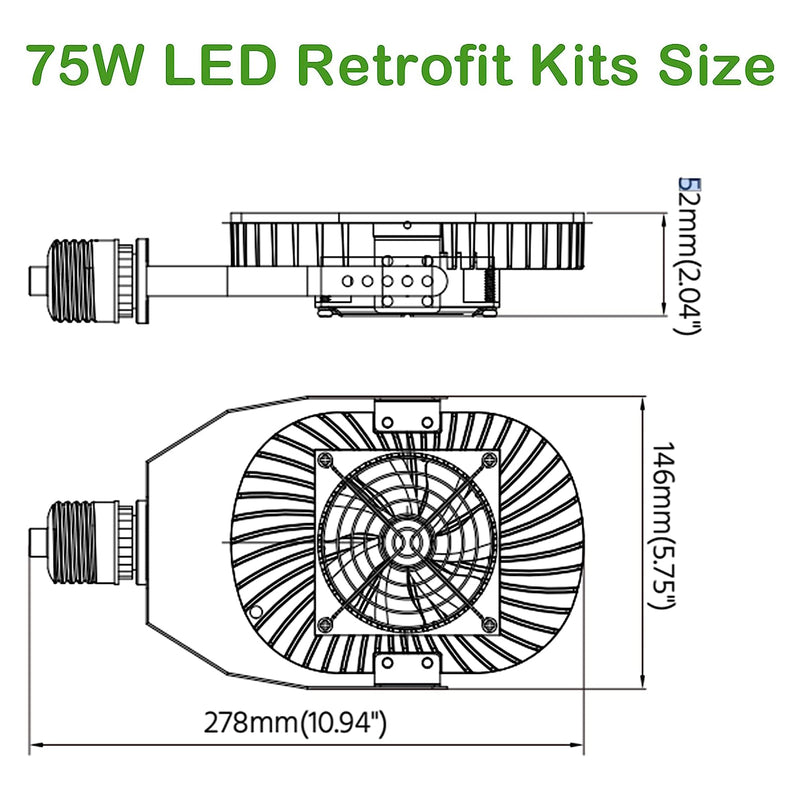 75W-LED Shoebox Retrofit Kit Lights-E39 Base-150-250W MH/HPS Equivalent, Great for Street Shoebox Lamp, Flood Lights, High Bay and etc-10,800 Lumens-UL DLC Listed