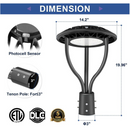 Tanlite 80W/100W/120W/150W Wattage Selectable LED Post Top Light-CCT 3000K/4000K/5000K Selectable-Outdoor Waterproof-5 Years warranty-Compatible Photocell 