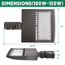 100W LED Shoebox Light mounting options – slip fitter, pole, and wall mounts