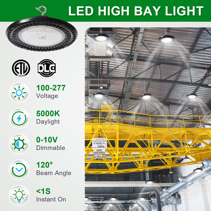 TANLITE Lighting 200W LED UFO High bay 5000K-AC 100-277V-32,000 Lumens-5 Years warranty-ETL+DLC 5.1