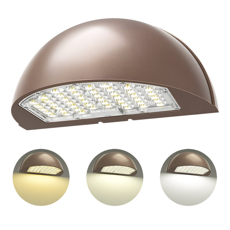 80W/64W/48W Wattage Selectable-LED Half Moon Wall Pack Light- CCT 3000K/4000K/5000K-AC 120~347V- 0~10V dimmable