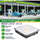 TANLITE 70W/45W/30W Power Selectable LED Canopy Garage Light with 3CCT (3500K/4000K/5000K), LED Parking Garage Lights-AC 90-277V IP65 Commercial Residential Lights