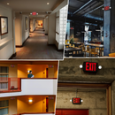 Black Combo Red Letter LED Emergency Exit Sign-Battery Backup-Adjustable Light Heads-Single or Double Face