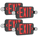 Black Combo Red Letter LED Emergency Exit Sign-Battery Backup-Adjustable Light Heads-Single or Double Face