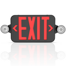 Black Combo Red Letter LED Emergency Exit Sign-Battery Backup-Adjustable Light Heads-Single or Double Face