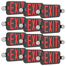 Black Combo Red Letter LED Emergency Exit Sign-Battery Backup-Adjustable Light Heads-Single or Double Face