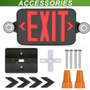 Black Combo Red Letter LED Emergency Exit Sign-Battery Backup-Adjustable Light Heads-Single or Double Face