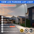 150W 480V LED Parking Lot Shoebox Light-21,000 Lumens-CCT 5000K-400W Metal Halide Equivalent-With Bracket Mount-5 Years Warranty