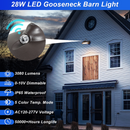 TANLITE Lighting 28W Gooseneck Barn Light-CCT Adjustable-CCT 2700K/3000K/4000K/5000K/5700K-Dusk To Dawn Photocell