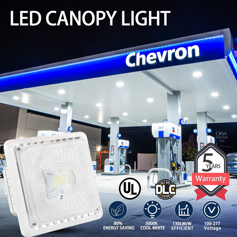 TANLITE 55W LED Parking Garage Canopy Light-150W Metal Halide Equivalent-5000K-DLC UL Listed