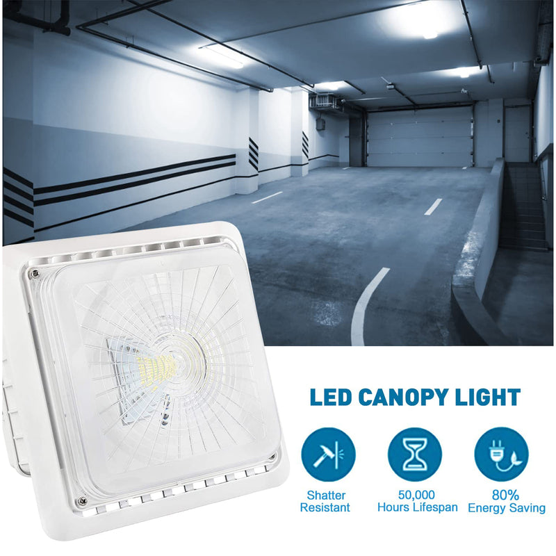 TANLITE 55W LED Parking Garage Canopy Light-150W Metal Halide Equivalent-5000K-DLC UL Listed