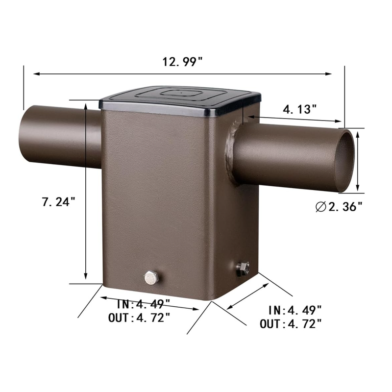 180 Degree Square Horizontal Tenon Adaptor with 2 Arms for 4 inch Square Pole Bracket Adapter-For Slip Fitter Mount Area Lights