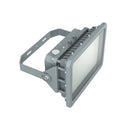 Angled view of TANLITE 100W Explosion Proof Flood Light with rugged aluminum housing.
