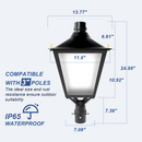 Dimension of TANLITE LED decorative post top fixture