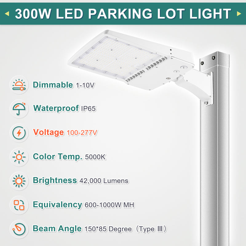 TANLITE direct arm mount LED shoebox light securely installed on square pole