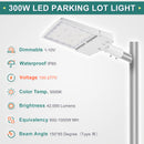 TANLITE 300W LED shoebox light installation on pole using slip fitter mount.