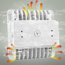 Rear view of TANLITE LED Parking Garage Canopy Light showing heat sink and housing.