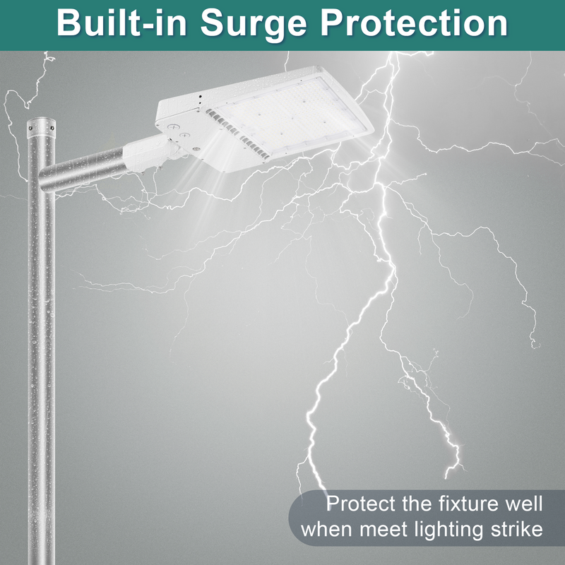 White housing TANLITE LED pole light with slip fitter mount, IP65 waterproof design.