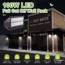 TANLITE 100W LED Full Cut OffWall Pack Light 13000LM 5000K-With Photocell-Replaces 400 watt Metal halide/HPS- IP65-UL+DLC Listed