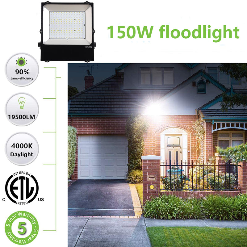 100W LED Flood Light-14000LM 5000K Daylight-250W-300W MH/HPS Equiv-IP65 Waterproof-Outdoor Security Floodlight-ETL DLC Listed