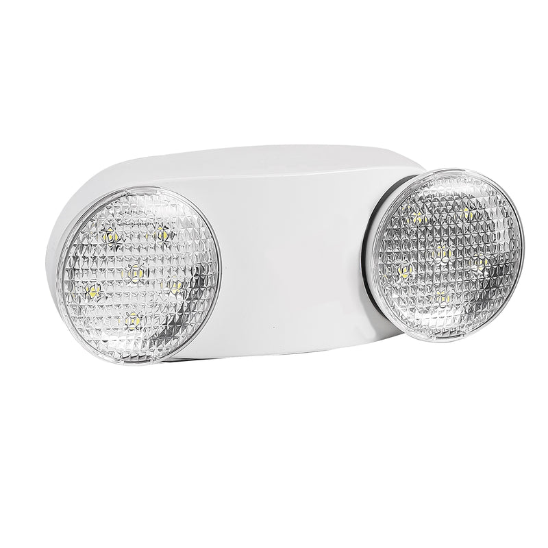 TANLITE LED Emergency Exit Lighting Fixtures-Mini Round Adjustable Lamp Heads-White Housing-120-277 VAC