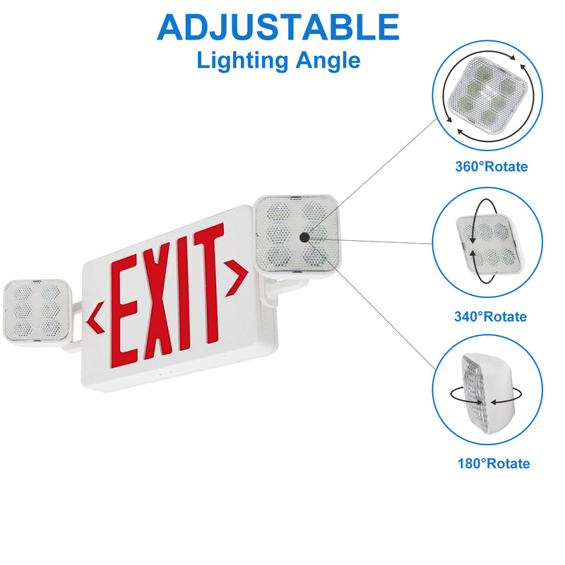 Red LED Exit Sign, UL Emergency Light - Dual LED Lamp ABS Fire Resistance