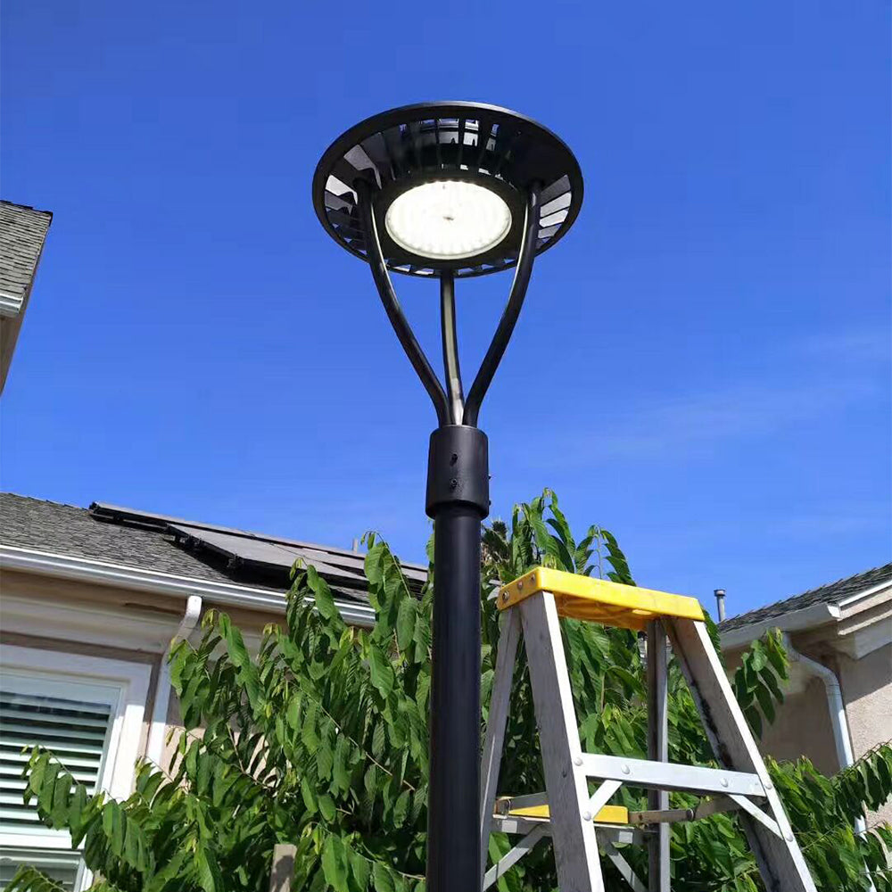 80W 100W 120W 150W Wattage Selectable LED Post Top Light CCT 3000K 4000K 5000K Selectable Outdoor Waterproof 5 Years warranty Compatible Photocell