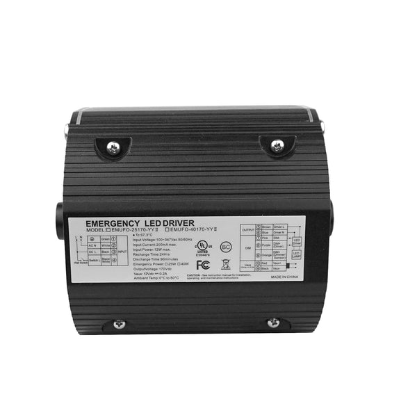 40W UFO High Bay Emergency Driver AC 100-347V Emergency Battery Backup Power Supply-DLC UL-Listed