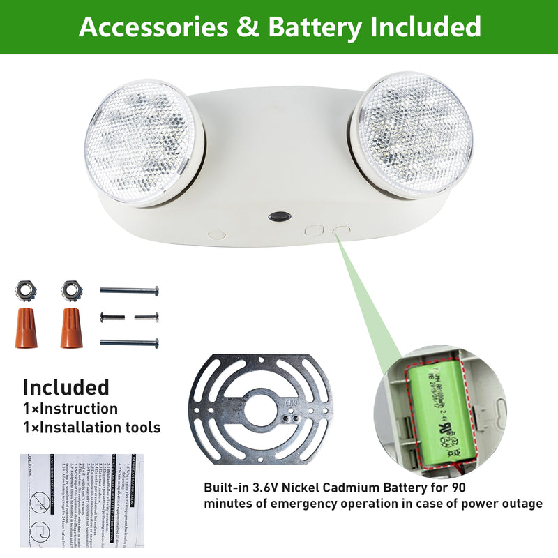 Emergency Lights: White Case/Housing LED Emergency Light Fixture