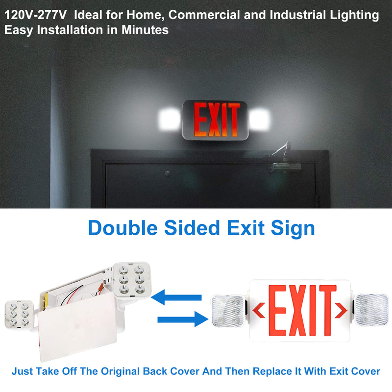 Red LED Exit Sign, UL Emergency Light - Dual LED Lamp ABS Fire Resistance