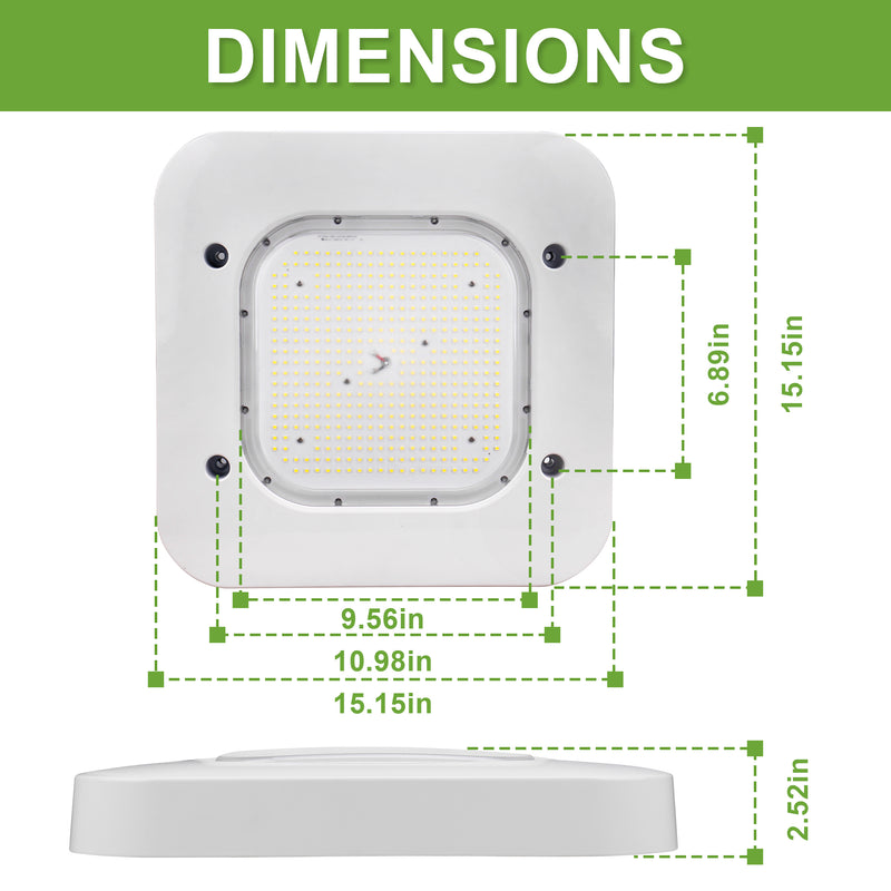 TANLITE 150W LED Canopy Light-5700K-Square-19500 Lumen-Gas Station Lighting-5 Years Warranty