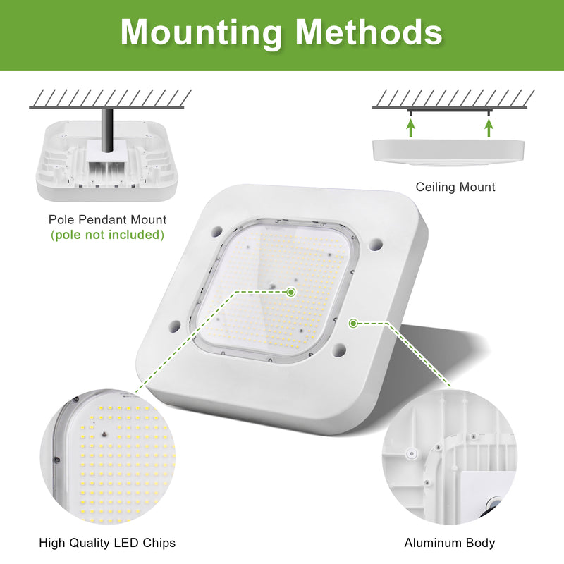 TANLITE 150W LED Canopy Light-5700K-Square-19500 Lumen-Gas Station Lighting-5 Years Warranty