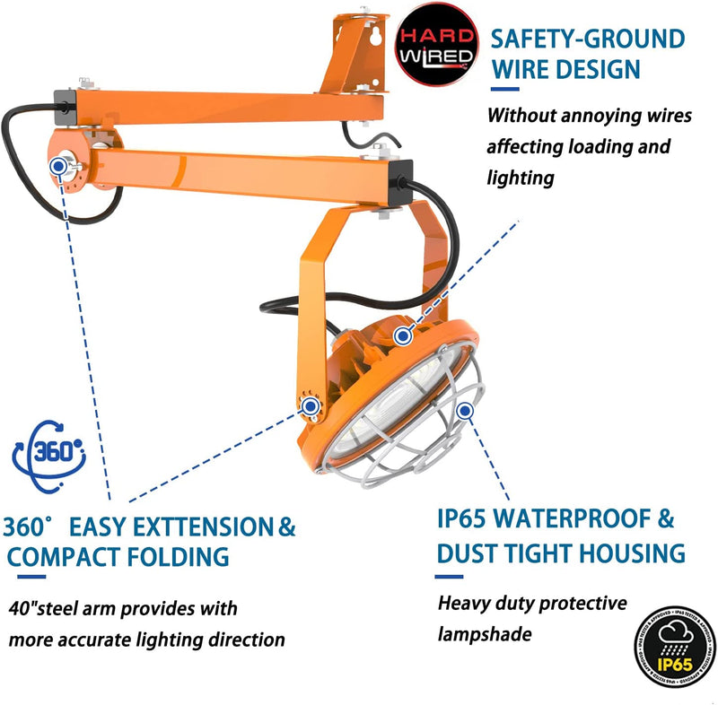 30W Led Loading Dock Light With Folding Arm-4200 Lumens-360° Rotatable Lamp Head-For Docks,Warehouses