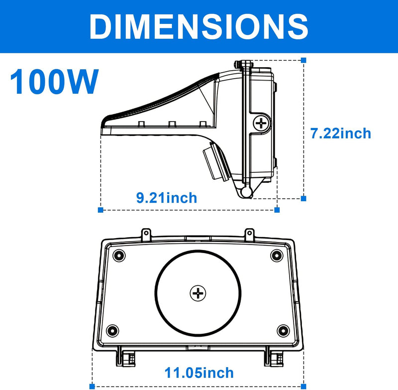 60W 80W 100W 120W Selectable LED Full Cutoff Wall Pack - 5,200 Lumens-250W MH Equivalent-5000K-DLC Listed